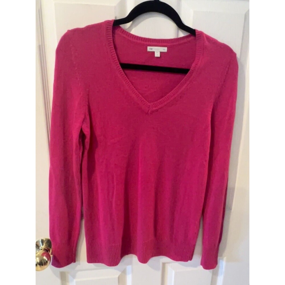 Gap Luxe Sweater Womens Small Pink Angora V-Neck layering casual preppy feminine - Picture 8 of 8